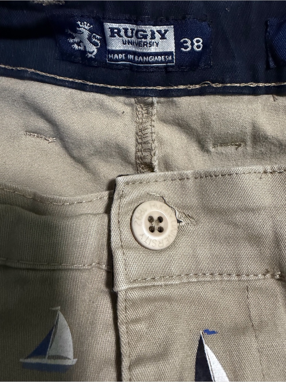 Nautica Khaki Men’s Shorts with Nautical Sailboat Print